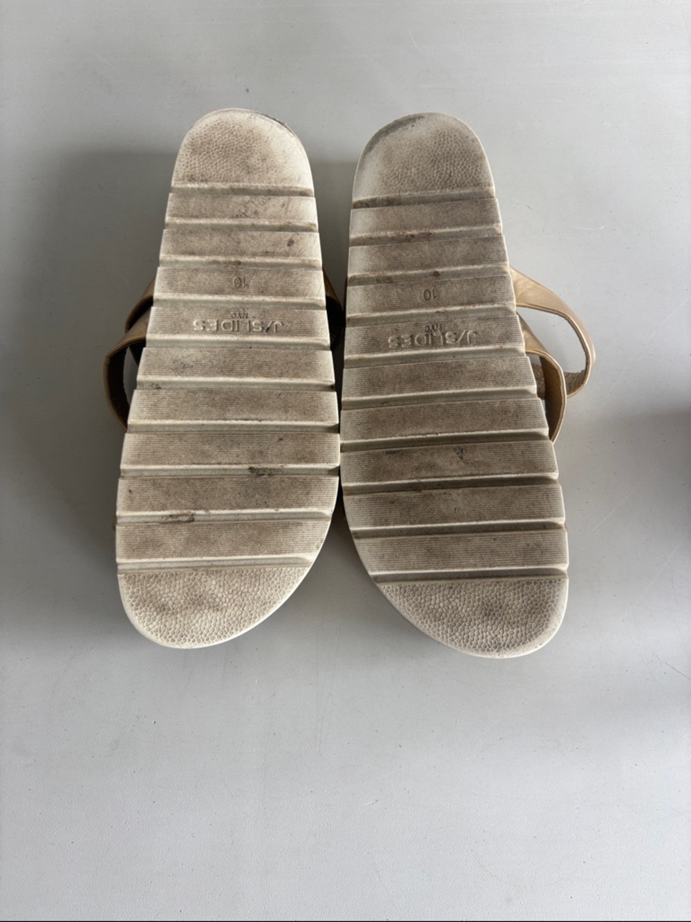 J/Slides Gold Metallic Triple-Strap Slide Sandals - Picture 6 of 7